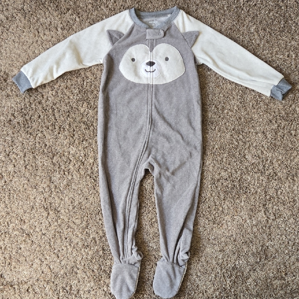 Carter's Gray and White Animal Face Footie